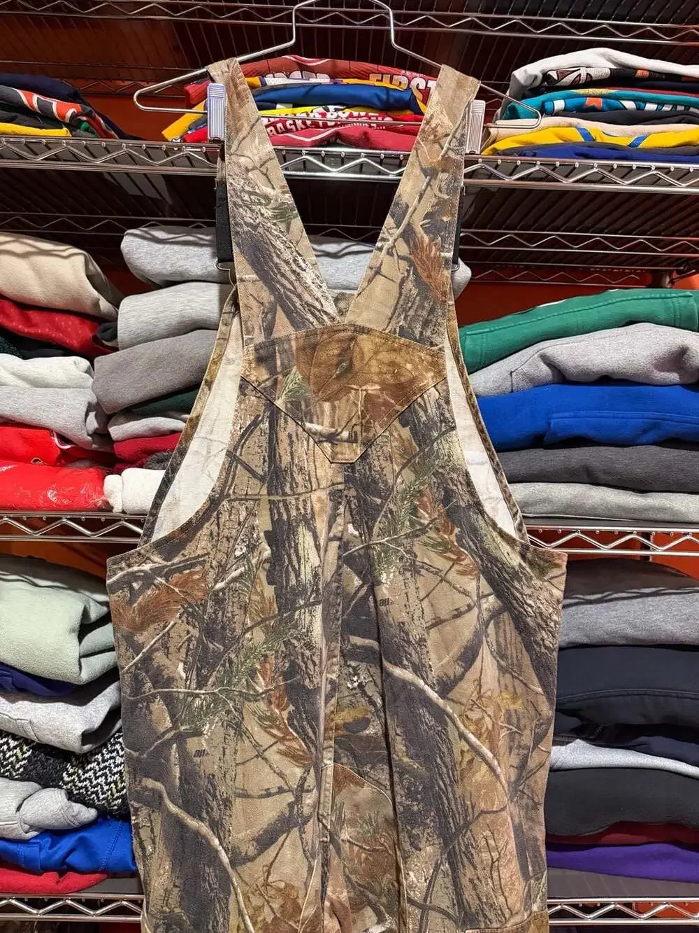Vintage Realtree AP Camouflage Hunting Overalls Bibs Cargo Pockets